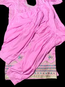 Pink Embroidered Women's Salwar Suit Set with Dupa