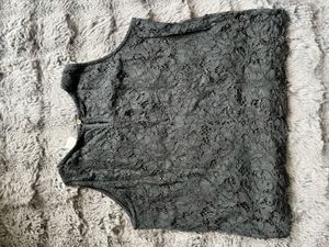 Black Lace Embroidered Rose Top
