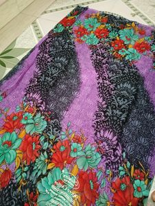 "Purple" Printed Saree With Unstitched Blouse