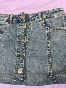 Denim Button-Up Mini Skirt