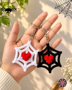 Spiderweb Heart Keychains - Pair