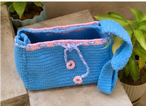 Handmade Crochet Blue Shoulder Bag