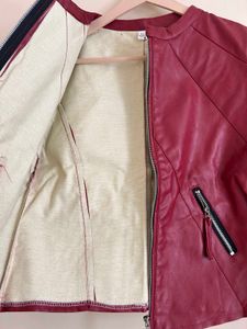 Red Leather Moto Jacket