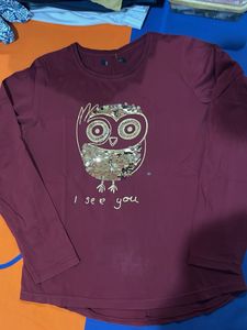Cute Owl Sequin T-Shirt