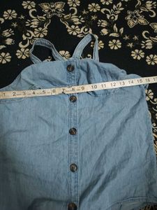 Light Wash Denim Ruffle Top