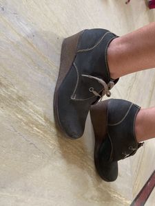 Comfortable Dark Grey Lace-Up Doll shoes