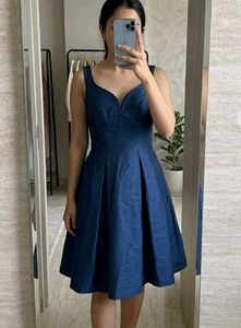 Chic Navy Blue Fit & Flare Dress