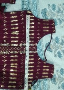 Burgundy Embellished Anarkali Dress