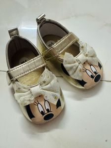 Cute Minnie Mouse Gold Mary Jane Shoes