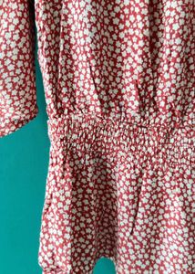 Only Cinched Waist Top With Microprint