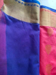 New Pink Saree with Golden Border