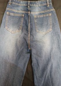 Wide Leg Washed Blue Jeans - Stylish Denim