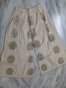 Cream Ethnic Palazzo Pants