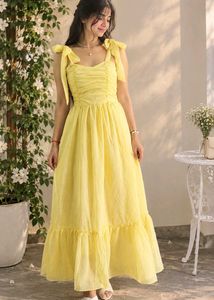 Chic Yellow Ruffle Maxi Dress