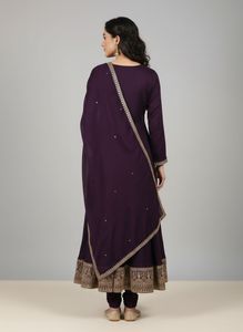 Libas heavy flare purple Embroidered Kurta Sets