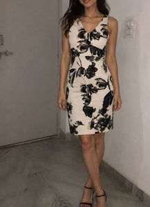 Black White Floral Print Dress