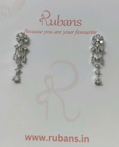 Rubans Rhodium Plated Cubic Zirconia Earrings