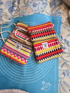 Boho Embroidered Zipper Pouch Sling Bag
