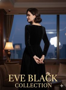 Elegant Black Velvet Midi Dress