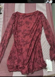 Maroon Floral Velvet Mini Dress