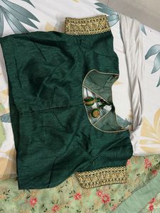 Elegant Green Floral Embroidered Saree