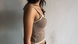 Beige Contrast Ribbed Cami top