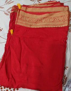 Vibrant Red Banarasi Silk Saree
