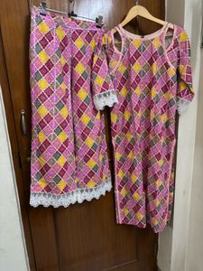 2Pc Ethnic Multicoloured Suit Set