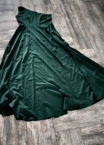 Emerald Green Velvet One Shoulder Dress
