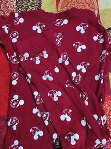 Maroon Mickey Mouse Pyjama Set