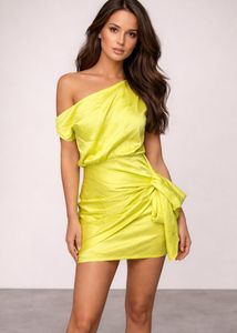 Lime Green One-Shoulder Dress