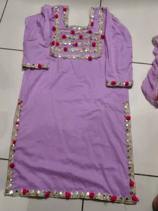 Lavender Kurta Set with Embellishments