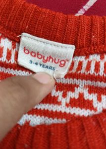 Rust &amp; White color Knit Sweater (3-4 yrs)