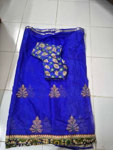 Royal Blue Saree with Peacock Blouse