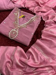 Embroidered Pink Kurta Set