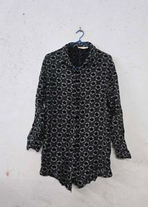 Stylish Printed Button-Up Tunic Top