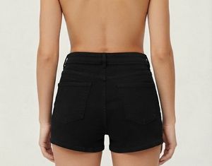 Black High-Waisted Denim Shorts