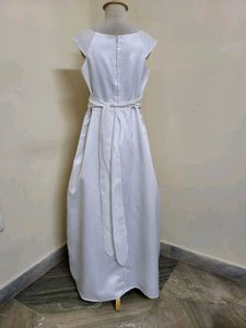 Elegant White Satin Maxi Dress