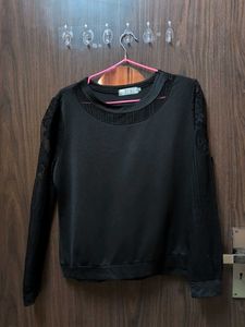 Elegant Black Lace Sleeve Top
