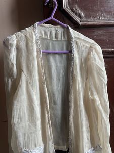 Sheer Lace Trimmed cover up