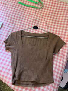 brown crop top