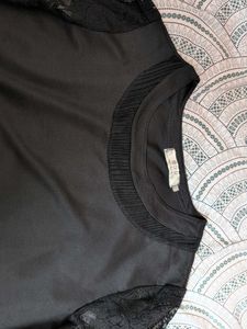 Elegant Black Lace Sleeve Top