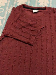 Textured Burgundy T-Shirt