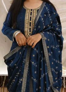 Libas Blue Embroidered Kurta Set with Dupatta