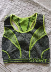 Gray Sports Bra with Neon Accents
