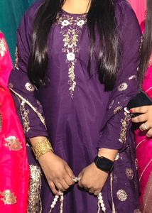 💜 Purple Kurta Set with embroidery and stone work