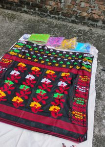 Beautiful Black Floral Saree JAMDANI
