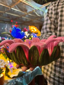 Handmade Pink Flower Showpiece with Lights