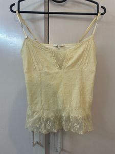 Sheer Lace Butter Yellow Camisole Top