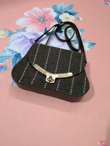Black Textured Sling Bag | Stylish Crossbody